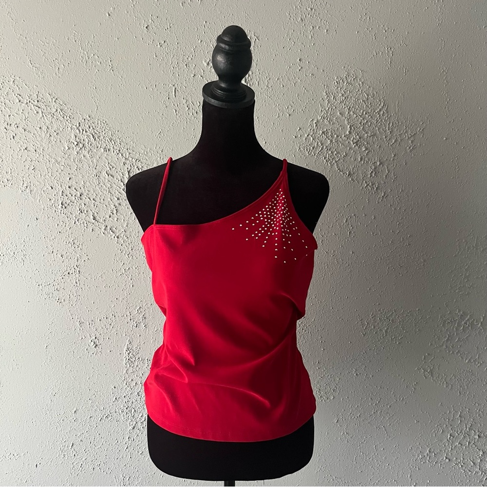 Vintage Y2k Jamie Nicole Red Rhinestone Tank Top